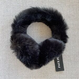 NWT puffy faux fur and vegan leather ear muffs